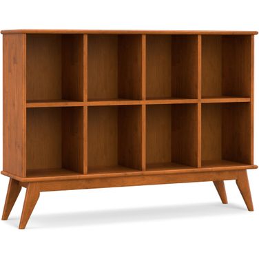 Draper Solid Hardwood Mid Century 8 Cube Storage Sofa Table In Teak Brown