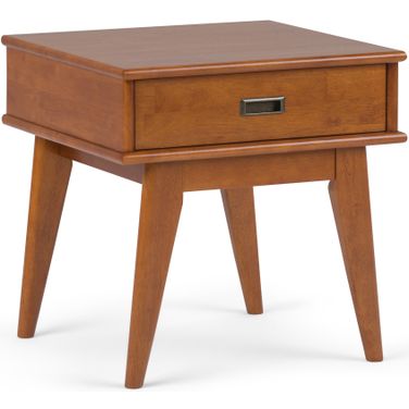 Draper Solid Hardwood Mid Century End Table In Teak Brown