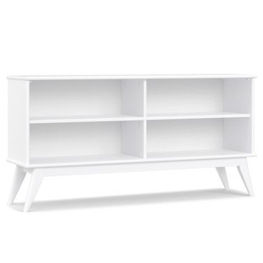 Draper Solid Hardwood Mid Century Low Bookcase In White