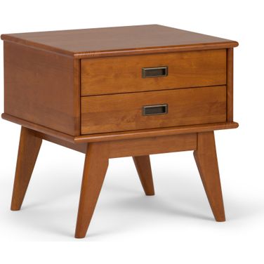 Draper Solid Hardwood Mid Century Side Table In Teak Brown