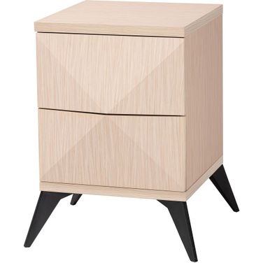 Draper Wood 2-Drawer Nightstand In Light Brown and Dark Brown