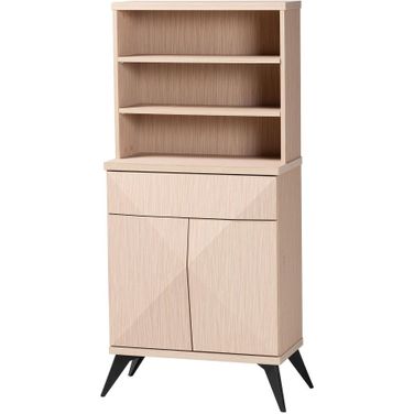 Draper Wood Kitchen Cabinet In Light Brown and Black