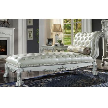 Dresden Chaise In Pu And Antique White