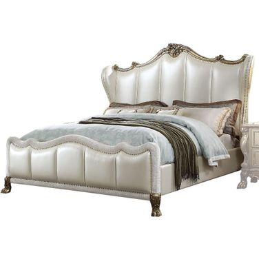 Dresden II Pearl White/Gold Patina Eastern King Bed
