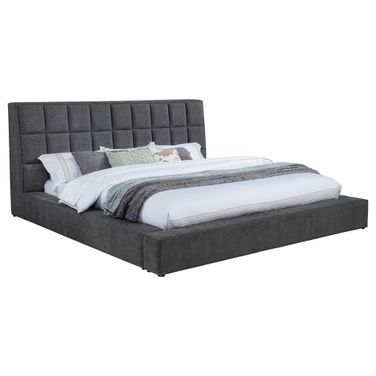 Dreux Upholstered Eastern King Panel Platform Bed In Grey