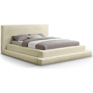 Drew Corduroy Fabric King Bed In Cream