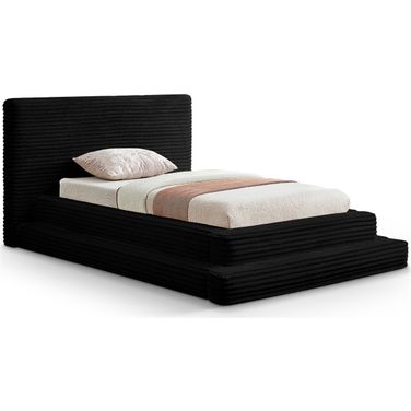 Drew Corduroy Fabric Twin Bed In Black