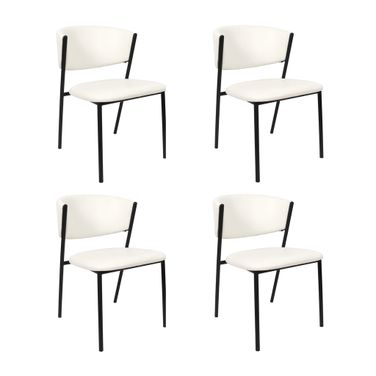 Drift Vegan Leather Metal Side Chair Set of 4 In Ivory