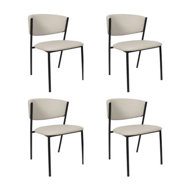 Drift Vegan Leather Metal Side Chair Set of 4 In Stone Gray
