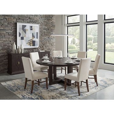 Driftwood 72 Inch Round Dining Room Set In Burnt Timber