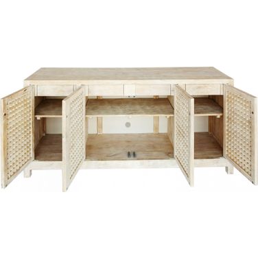 Driftwood Lattice Credenza In White