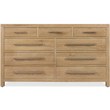 Driftwood Nine-Drawer Dresser In Light Wood