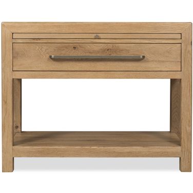 Driftwood One-Drawer Nightstand with Stone In Light Wood