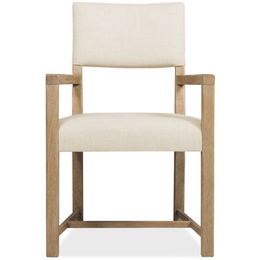 Driftwood Upholstered Arm Chair In Beige and Light Wood