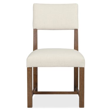 Driftwood Upholstered Side Chair In Beige and Medium Wood