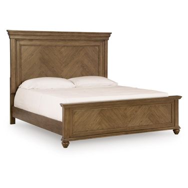 Drojan King Panel Bed In Medium Brown
