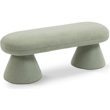 Drum Faux Shearling Teddy Fabric Bench In Mint