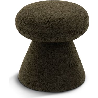 Drum Faux Shearling Teddy Fabric Ottoman In Green
