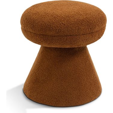 Drum Faux Shearling Teddy Fabric Ottoman In Saddle