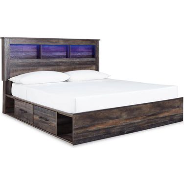 Drystan Multi King Bookcase Panel Bed with Two Underbed Storage
