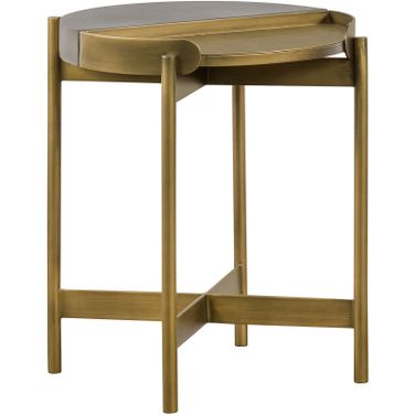 Dua Gray Concrete End Table with Antique Brass