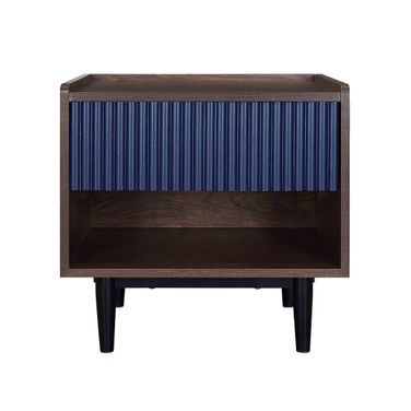 Duane Nightstand In Dark Brown and Navy Blue