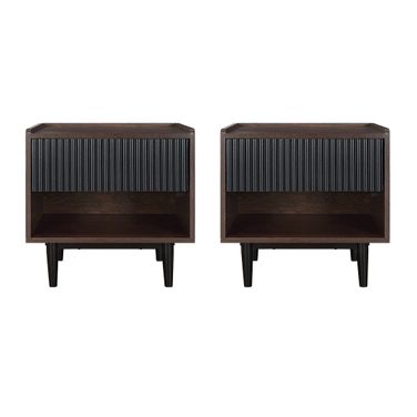 Duane Nightstand Set of 2 In Dark Brown and Black