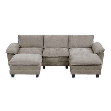 Dublin 4-Piece Modular Sectional with 2 Ottoman In Gray