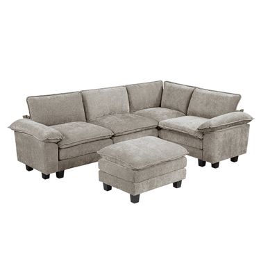 Dublin 5-Piece Modular Sectional with Ottoman In Gray