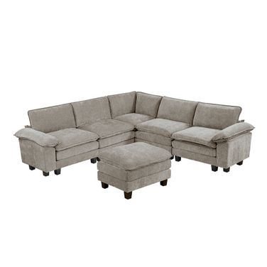 Dublin 6-Piece Modular Sectional with Ottoman In Gray
