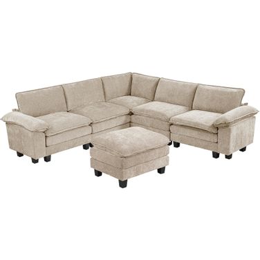 Dublin 6-Piece Modular Sectional with Ottoman In Taupe