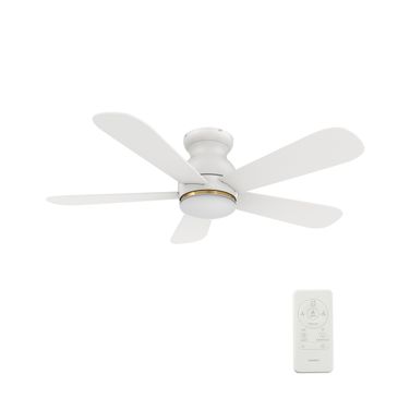 Dubois 48 Inch 5-Blade Flush Mount Smart Ceiling Fan with LED Light and Remote In White