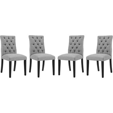 Duchess Light Gray Dining Chair Fabric Set of 4