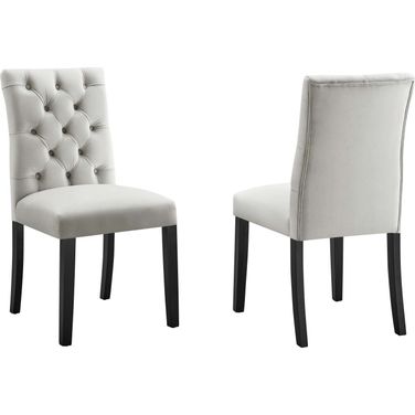 Duchess Performance Velvet Dining Chair Set Of 2 In Light Gray