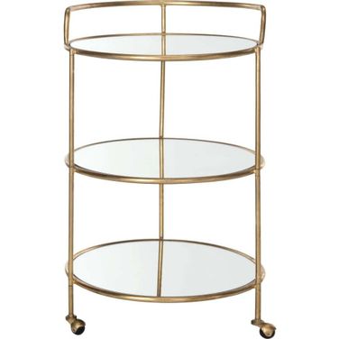Dulcinea Gold and Mirror Top Bar Cart