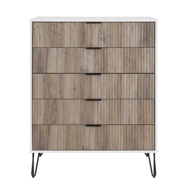 Dumbo 5-Drawer Tall Dresser In White and Grey
