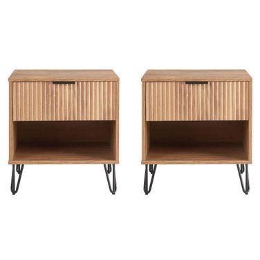 Dumbo Nightstand with 1 Drawer Set of 2 In Golden Brown