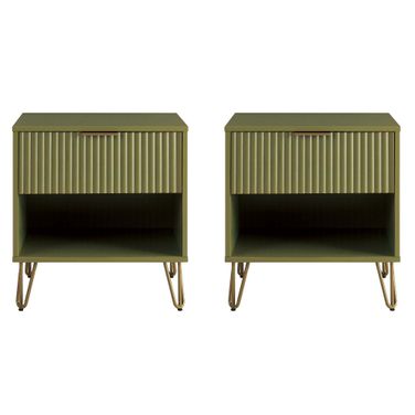 Dumbo Nightstand with 1 Drawer Set of 2 In Olive Green