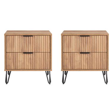 Dumbo Nightstand with 2 Drawer Set of 2 In Golden Brown