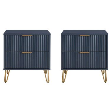 Dumbo Nightstand with 2 Drawer Set of 2 In Midnight Blue