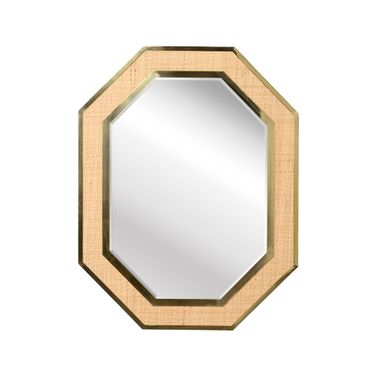 Dunbar Brass And Cane Mirror In Gold