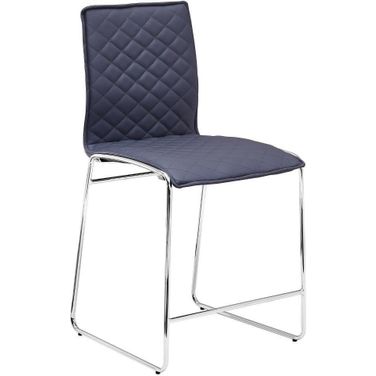 Duncan 24 Inch Faux Leather Counter Stool In Gray And Chrome