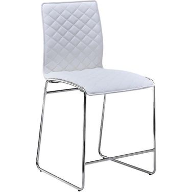 Duncan 24 Inch Faux Leather Counter Stool In White And Chrome