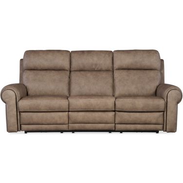 Duncan Power Sofa with Power Headrest and Lumbar In Brown