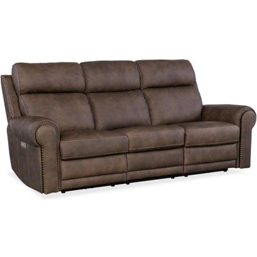 Duncan Power Sofa with Power Headrest and Lumbar In Light Brown