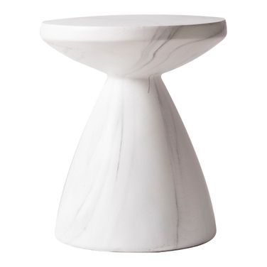 Dune Fiberglass Outdoor Side Table In Marble White