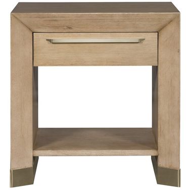 Dune Nightstand with White Bronze Hardware In Walnut
