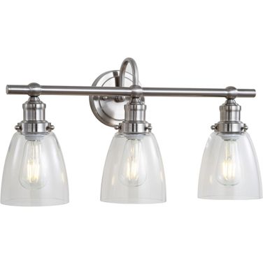 Dunes Brush Nickel and Clear Three Light Bathroom Sconce