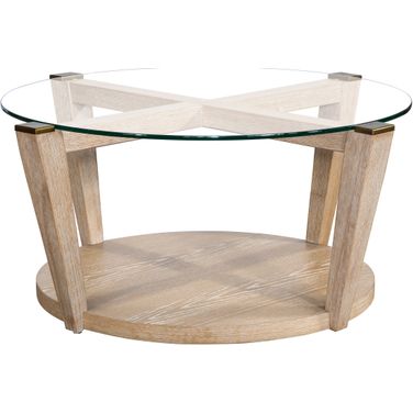 Dunes Round Cocktail Table In Bleached Oak