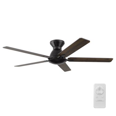 Dunkirk 52 Inch 5-Blade Ceiling Fan with Remote In Walnut and Black